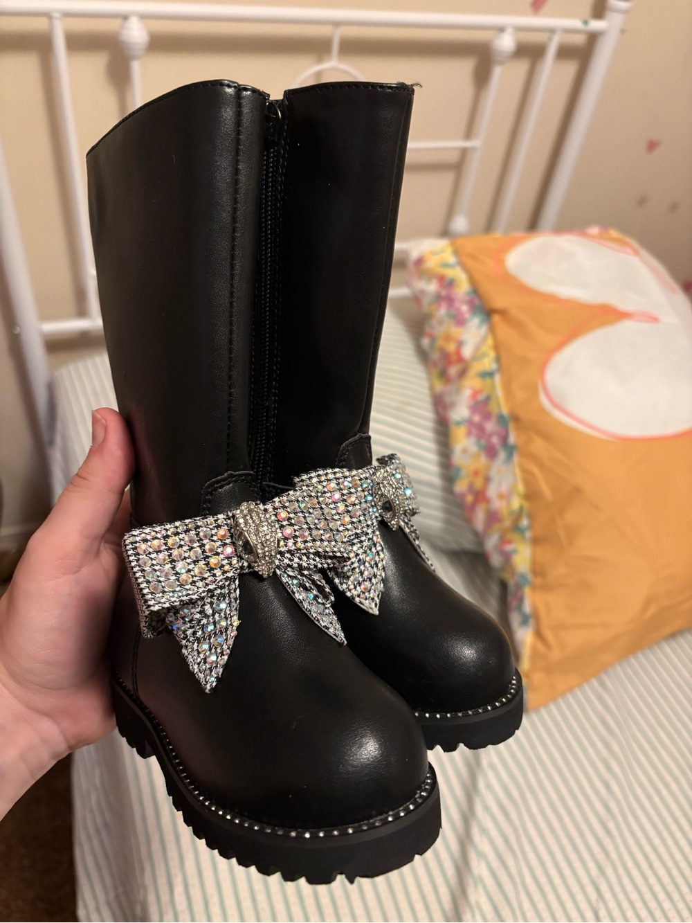 Kurt Geiger Black Girls' Embellished Bow Boots